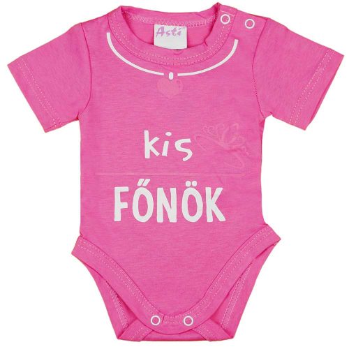 "Kis főnök" feliratos rövid ujjú baba body pink