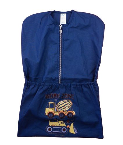 Vállfás oviszsák elöl cipzáras, zsebes - Munkagép mintával