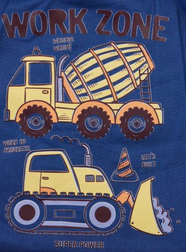 Vállfás oviszsák elöl cipzáras, zsebes - Munkagép mintával