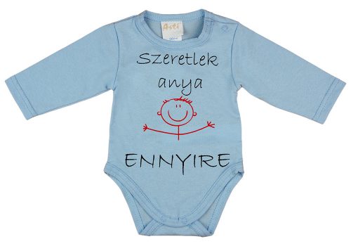 " Szeretlek anya" feliratos hosszú ujjú baba body kék