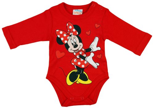 Disney Minnie szívecskés hosszú ujjú baba body piros