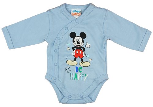 Disney Mickey "Be happy" elöl patentos baba body kék