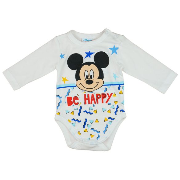 Disney Mickey "Be happy" hosszú ujjú baba body fehér