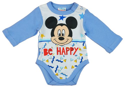 Disney Mickey "Be happy" hosszú ujjú baba body kék