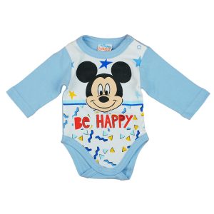 Disney Mickey "Be happy" hosszú ujjú baba body kék