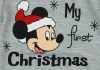 Disney Mickey "My first christmas" feliratos karácsonyi baba body szürke