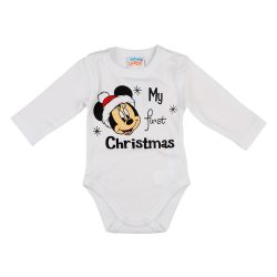  Disney Minnie "My first christmas" feliratos karácsonyi hosszú ujjú baba body fehér