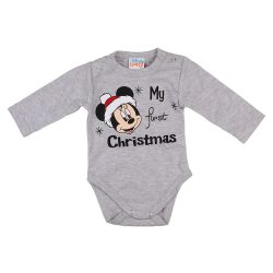  Disney Minnie "My first christmas" feliratos karácsonyi hosszú ujjú baba body szürke