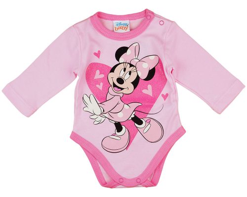 Disney Minnie szívecskés hosszú ujjú baba body rózsaszín