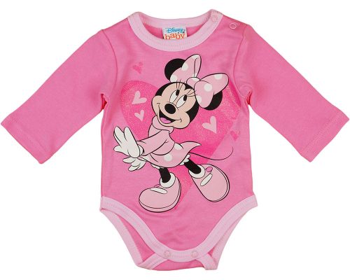 Disney Minnie szívecskés hosszú ujjú baba body pink