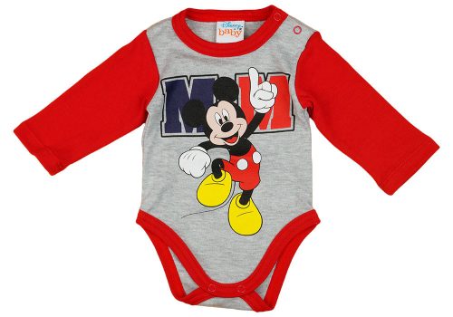 Disney Mickey hosszú ujjú baba body szürke