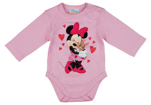 Disney Minnie szívecskés nyuszis hosszú ujjú baba body rózsa