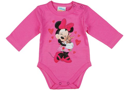 Disney Minnie szívecskés nyuszis hosszú ujjú baba body pink