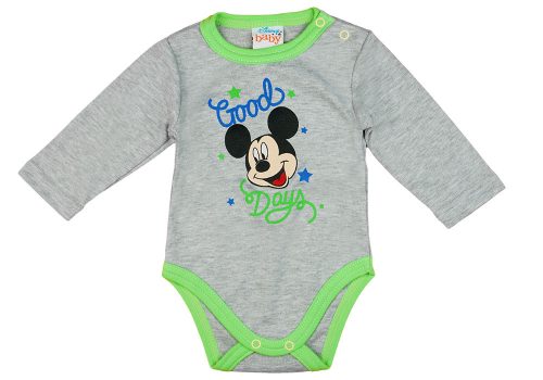 Disney Mickey "Good Days" hosszú ujjú baba body szürke