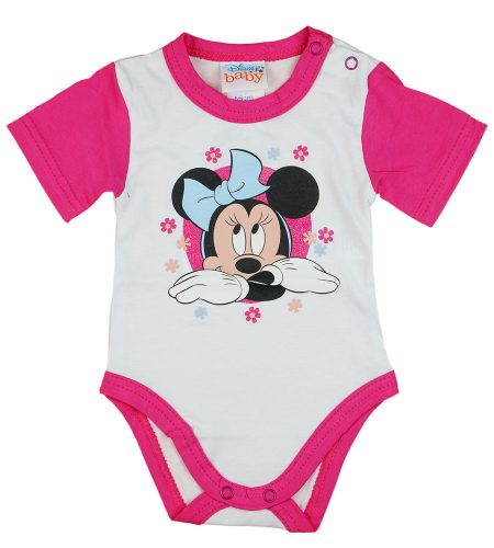 Disney Minnie virágos rövid ujjú baba body fehér