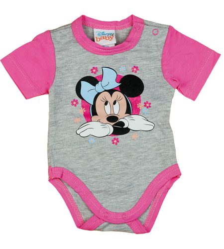 Disney Minnie virágos rövid ujjú baba body szürke