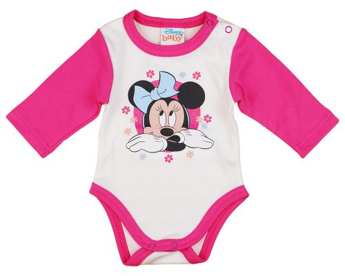 Disney Minnie virágos hosszú ujjú baba body fehér