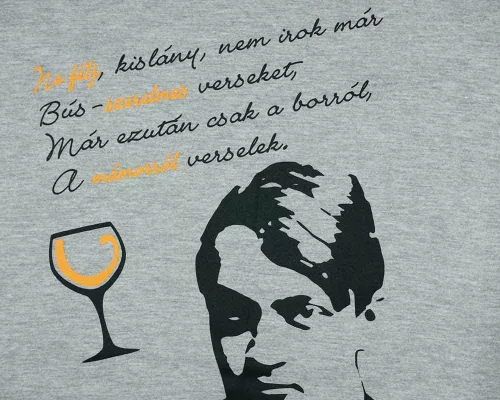 Rövid ujjú feliratos férfi póló Ady Endre arcképpel