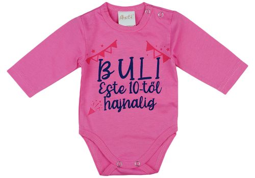 "Buli este 10-től hajnalig" feliratos baba body pink