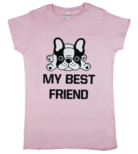 "My best friend" francia bulldogos női rövid ujjú póló