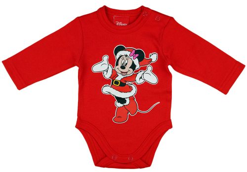 Disney Minnie karácsonyi hosszú ujjú baba body piros