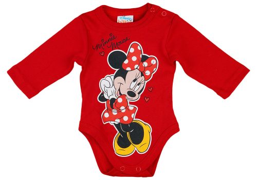 Disney Minnie szívecskés hosszú ujjú baba body piros