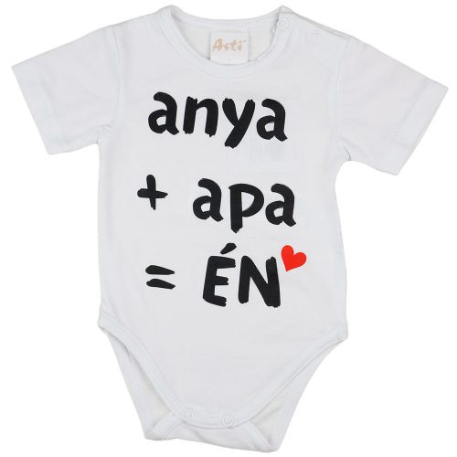 "anya+apa=ÉN" feliratos rövid ujjú baba body fehér