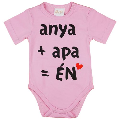 "anya+apa=ÉN" feliratos rövid ujjú baba body rózsa