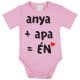 "anya+apa=ÉN" feliratos rövid ujjú baba body rózsa