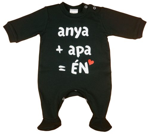 "anya+apa=ÉN" feliratos hosszú ujjú rugdalózó