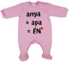 "anya+apa=ÉN" feliratos hosszú ujjú rugdalózó