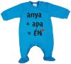 "anya+apa=ÉN" feliratos hosszú ujjú rugdalózó