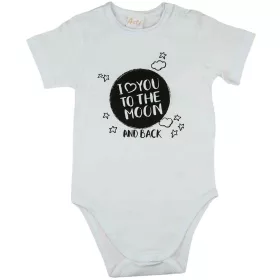   "I love you to the moon and back" feliratos rövid ujjú baba body fehér