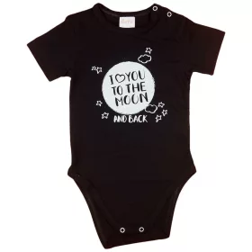   "I love you to the moon and back" feliratos rövid ujjú baba body fekete