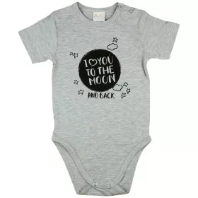   "I love you to the moon and back" feliratos rövid ujjú baba body szürke
