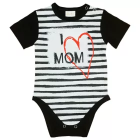   "I LOVE MY MOM" feliratos rövid ujjú baba body fekete