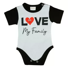   "Love my family" feliratos rövid ujjú baba body fekete