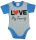 "Love my family" feliratos rövid ujjú baba body kék