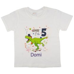   "dinós" egyedi szülinapos póló választható számmal és névvel