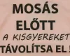 Rövid ujjú baba body "Mosás előtt a kisgyereket távolítsa el!" felirattal