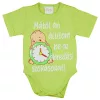 Feliratos rövid ujjú kislány baba body zöld