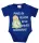 Feliratos rövid ujjú kisfiú baba body kék