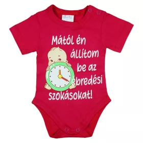 Feliratos rövid ujjú kislány baba body pink