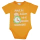 Feliratos rövid ujjú kislány baba body narancs