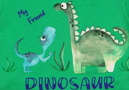 Rövid ujjú kisfiú baba body dinós mintával zöld