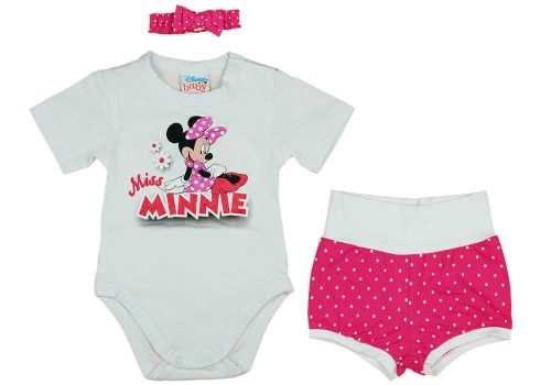 Nyári 3 részes rövidnadrágos baba szett Minnie egér mintával