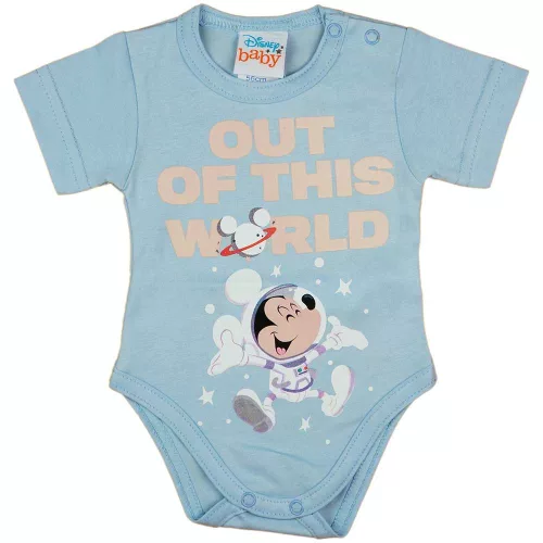 Rövid ujjú űrhajós baba body Mickey egér mintával kék