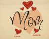 Anyák napi vászontáska szívecskékkel, Mom felirattal