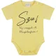 Rövid ujjú feliratos baba body sárga