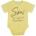 Rövid ujjú feliratos baba body sárga